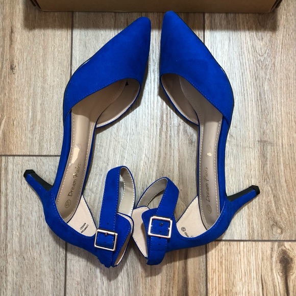 Dream Paris Lowpointed Low Heel Dress Pump Shoes Blue Size 10 - Picture 4 of 10